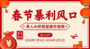 春节暴利风口项目,单人AI落地翻身终极版实操-赚钱驿站