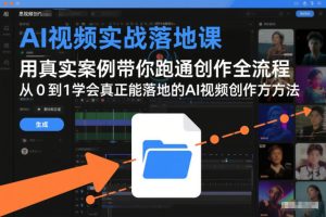 AI视频实战落地课，用真实案例带你跑通创作全流程，从0到1学会真正能落地的AI视频创作方法-赚钱驿站