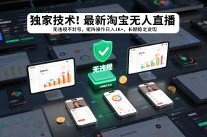 独家技术！最新淘宝无人直播：无违规不封号，矩阵操作日入1K+，长期稳定变现【揭秘】-赚钱驿站
