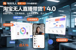 淘宝无人直播带货14.0（2026最新版）：合规不封号，公私域结合，玩法超简单，日入1k+【揭秘】-赚钱驿站