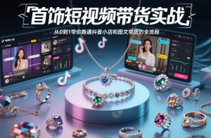 首饰短视频带货实战，从0到1带你跑通抖音小店和图文带货的全流程-赚钱驿站
