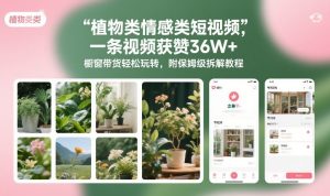 植物类情感类短视频，一条视频获赞36W+，橱窗带货轻松玩转，附保姆级拆解教程-赚钱驿站