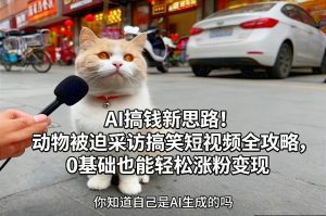 AI搞钱新思路!动物被迫采访搞笑短视频全攻略,0基础也能轻松涨粉变现-赚钱驿站