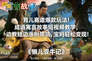 育儿赛道爆款玩法！成语寓言故事短视频教学，边教娃边涨粉带货，宝妈轻松变现！-赚钱驿站