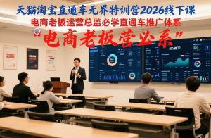 天猫淘宝直通车无界特训营2026线下课,电商老板运营总监必学直通车推广体系-赚钱驿站