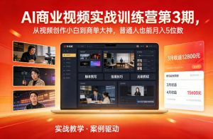 AI商业视频实战训练营第3期,从视频创作小白到商单大神,普通人也能月入5位数-赚钱驿站