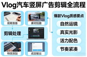 Vlog感觉汽车竖屏广告剪辑脚本全流程，拿捏爆款Vlog质感-赚钱驿站