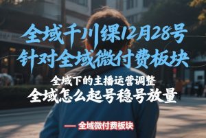 全域千川线下课12月28号，针对全域微付费板块，全域下的主播运营调整，全域怎么起号稳号放量-赚钱驿站