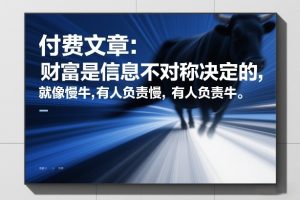 付费文章：财富是信息不对称决定的，就像慢牛，有人负责慢，有人负责牛-赚钱驿站