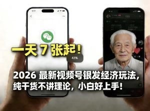 2026最新视频号银发经济玩法，轻松每天7张起，小白也可做-赚钱驿站