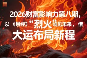2026财富影响力第八期，以《易经》智慧洞见未来，借“离火”大运布局新程-赚钱驿站