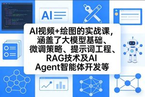 AI视频+绘图的实战课,涵盖了大模型基础、微调策略、提示词工程、RAG技术及AI Agent智能体开发等-赚钱驿站