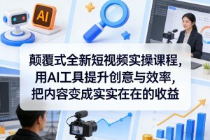 颠覆式全新短视频实操课程,用AI工具提升创意与效率,把内容变成实实在在的收益-赚钱驿站