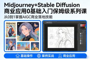 AIGC商业应用Midjourney+Stable Diffusion教程，0基础入门保姆级系列课-赚钱驿站