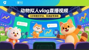 动物拟人vlog直播视频,5分钟教你学会,快速起号涨粉-赚钱驿站