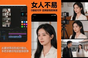 0基础可学！《女人不易》竖屏剧情剪辑课，从素材筛选到成片输出，手把手教你驾驭复杂故事-赚钱驿站