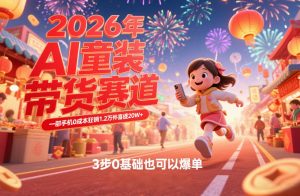 AI童装新春带货赛道，一部手机0成本狂销1.2万件喜提20W+，3步0基础也可以爆单-赚钱驿站