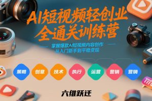AI短视频轻创业全通关训练营,掌握爆款AI短视频内容创作,从入门新手到平稳变现的六维跃迁-赚钱驿站