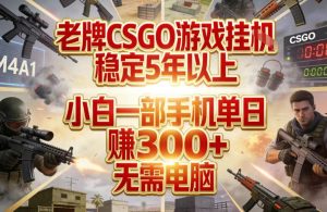 老牌CSGO游戏挂G,稳定5年以上,小白一部手机单日賺3张+,无需电脑【揭秘】-赚钱驿站