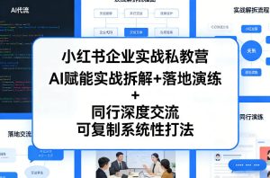小红书企业实战私教营，AI赋能实战拆解+落地演练+同行深度交流，可复制系统性打法-赚钱驿站