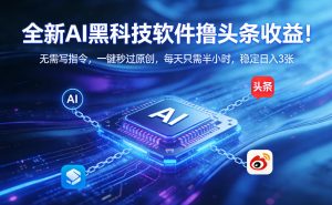 全新AI黑科技软件撸头条收益！无需写指令，一键秒过原创，每天只需半小时，稳定日入3张【揭秘】-赚钱驿站