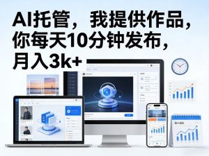 公众号AI托管，我提供作品，你每天10分钟发布，月入3k+【揭秘】-赚钱驿站