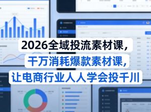 2026全域投流素材课，干万消耗爆款素材课，让电商行业人人学会投千川-赚钱驿站