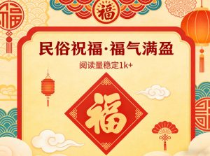 公众号流量主之民俗祝福赛道，选题不愁，结构固定，阅读稳定1w+-赚钱驿站