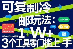 可复制冷邮件玩法：月投50刀賺1W+，新增6000+销售额，3个工具零门槛上手-赚钱驿站