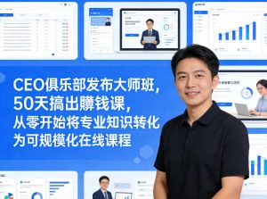 CEO俱乐部发布大师班,50天搞出賺钱课,从零开始将专业知识转化为可规模化在线课程-赚钱驿站