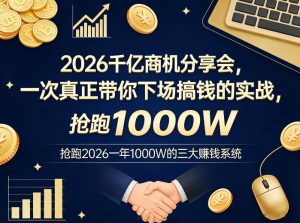 2026千亿商机分享会，一次真正带你下场搞钱的实战，抢跑2026一年1000W的三大賺钱系统-赚钱驿站