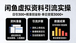 靠闲鱼虚拟资料引流，日引300+精准创业粉，单日变现3k+实操【揭秘】-赚钱驿站