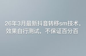 26年3月最新抖音转移sm技术，效果自行测试，不保证百分百-赚钱驿站