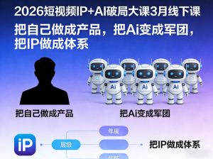 2026短视频IP+AI破局大课3月线下课,把自己做成产品,把Ai变成军团,把IP做成体系-赚钱驿站