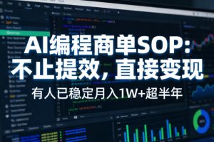 AI编程商单SOP,AI编程不能只给工作提效,还要直接变现,有人已经稳定月入1W+半年了-赚钱驿站