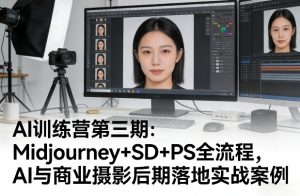 AI训练营第三期:Midjourney+SD+PS全流程,AI与商业摄影后期落地实战案例-赚钱驿站