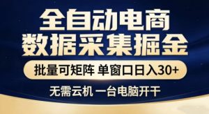 独家电商数据全自动采集项目，批量可矩阵，单窗口轻松日入3张+【揭秘】-赚钱驿站