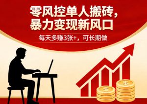 零风控单人搬砖，暴力变现新风口，每天多賺3张+，可长期做【揭秘】-赚钱驿站