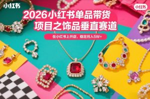 2026小红书单品带货项目之饰品垂直赛道，潮在小红书上开店，稳定月入5W+（更新0401）-赚钱驿站
