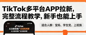 TikTok多平台APP拉新,完整流程教学,新手也能上手,轻松出海搞美金-赚钱驿站