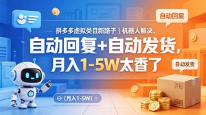 拼多多虚拟类目新路子｜机器人解决，自动回复+自动发货，月入1-5W太香了【揭秘】-赚钱驿站