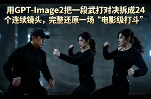 用GPT-Image2把一段武打对决拆成24个连续镜头，完整还原一场“电影级打斗”-赚钱驿站
