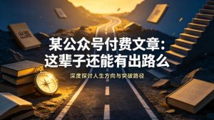 某公众号付费文章：这辈子还能有出路么-赚钱驿站