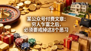 某公众号付费文章：穷人乍富之后，必须要戒掉这8个恶习-赚钱驿站
