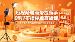 短视频电商带货新手0到1实操爆单直播课，手把手教你短视频带货爆技巧出单搞佣金-赚钱驿站