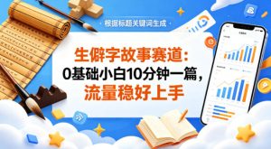 公众号流量主——生僻字故事赛道，流量稳，好上手，0基础小白也能10分钟一篇-赚钱驿站