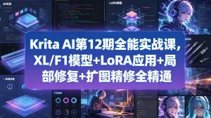 Krita AI第12期全能实战课，XL/F1模型+LoRA应用+局部修复+扩图精修全精通-赚钱驿站
