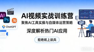 AI视频实战训练营,聚焦AI工具实操与自媒体运营策略,深度解析热门AI应用,拒绝纸上谈兵-赚钱驿站