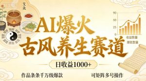 AI爆火古风养生赛道，日收益1k+单条作品点赞破万+，可矩阵多号操作【揭秘】-赚钱驿站