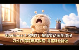 Seedance 2.0制作儿童搞笑动画全流程Zizi打喷嚏爆笑教程｜零基础也能做-赚钱驿站